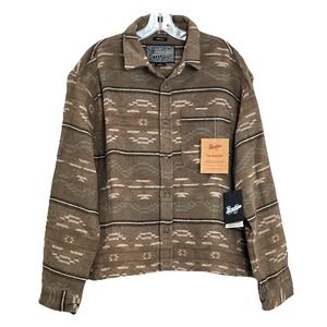 NWT Brooklyn Cloth Mens Heavy Flannel Shacket M/L Boxy Southwestern Aztec AOP
